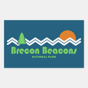 Brecon Beacons National Park Retro Rectangular Sticker