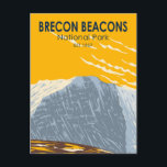 Brecon Beacons National Park Wales Pen Y Fan Retro Postcard<br><div class="desc">Brecon Beacons vector artwork design. The park refers to the range of Old Red Sandstone peaks which lie to the south of Brecon.</div>