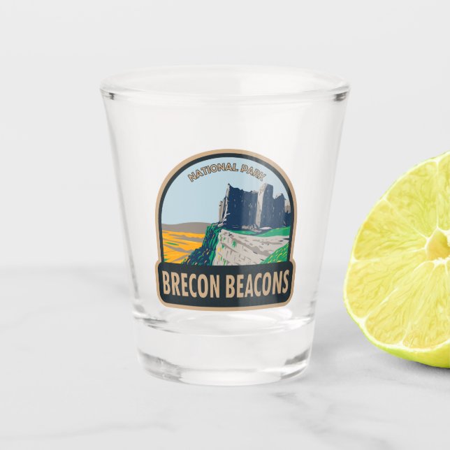 Brecon Beacons National Park Wales Vintage Shot Glass (Front)
