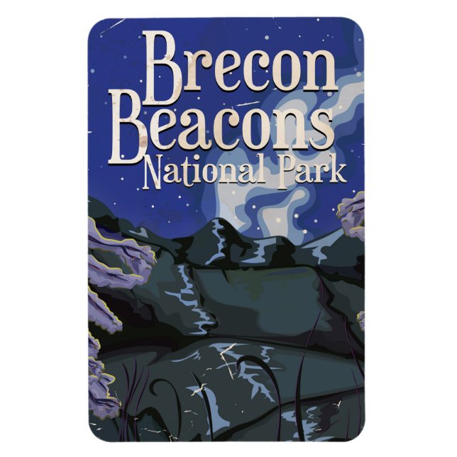 Brecon Beacons Vintage Railway Travel Poster Magnet (Vertical)