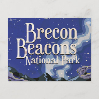 Brecon Beacons Vintage Railway Travel Poster Postcard