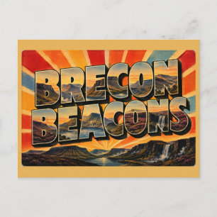 Brecon Beacons Wales Vintage Travel Art Postcard