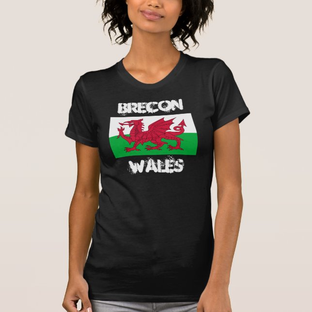 Brecon, Wales with Welsh flag T-Shirt (Front)
