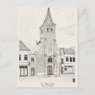 Breda Dutch Vintage Architecture Sketch Art Postcard