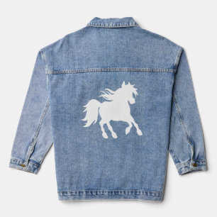 Breed Stallion With Waving Mane In Sunset Horses Denim Jacket