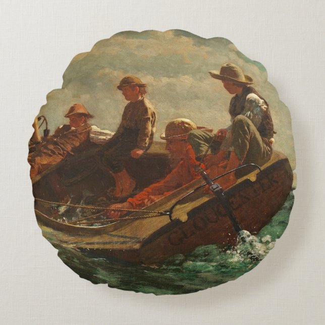 Breezing Up (A Fair Wind) 1873-76 Round Cushion (Front)