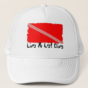 Breezy Beach Wear Live & Let Dive White Trucker Ha Hat
