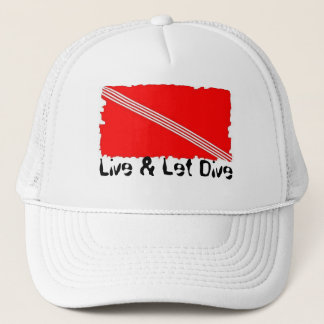 Breezy Beach Wear Live & Let Dive White Trucker Ha Trucker Hat