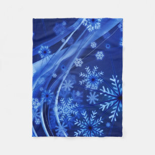 Breezy Blue Snowflakes Fleece Blanket