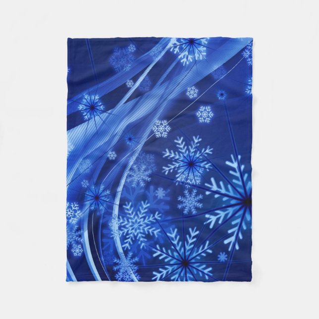 Breezy Blue Snowflakes Fleece Blanket (Front)