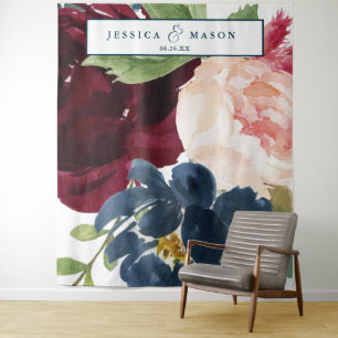 Breezy Burgundy Wedding Backdrop Photo Booth Tapestry