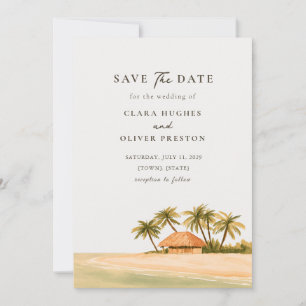 Breezy Mexico Caribbean Beach Palm Tree Wedding Save The Date