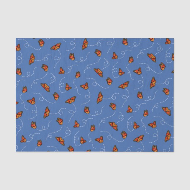 breezy Monarch butterflies pattern blue  Tissue Paper (Front)