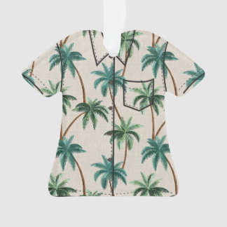 Breezy Palm Trees on Faux Grasscloth- Green Ornament
