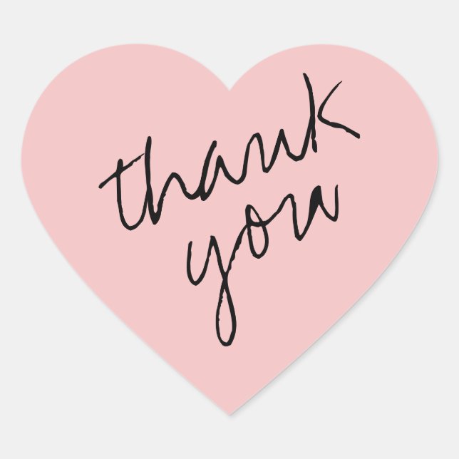 Breezy Pink Heart Thank You Sticker (Front)
