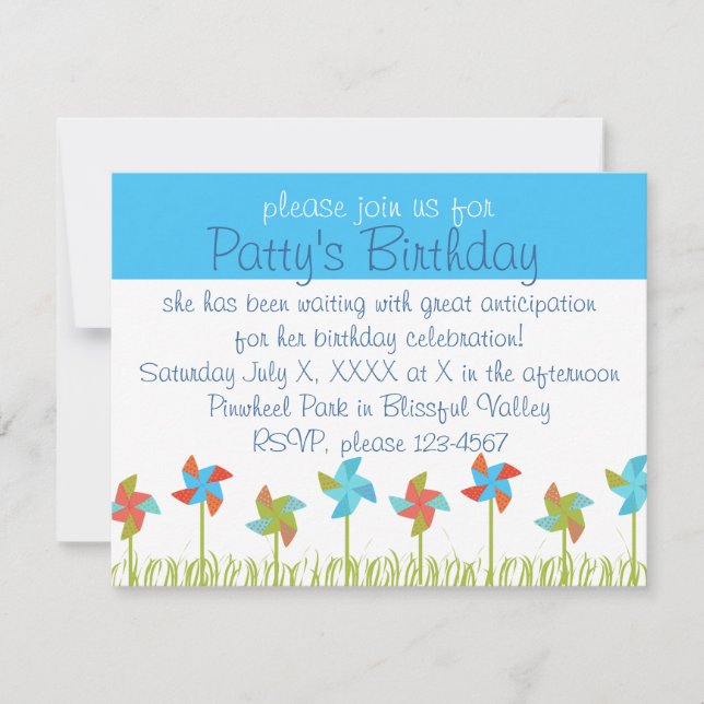 Breezy Pinwheels Invitation (Front)