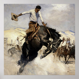 “Breezy Riding” Western Art by WHD Koerner Poster
