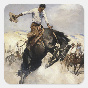 “Breezy Riding” Western Art by WHD Koerner Square Sticker
