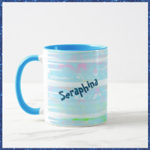 Breezy Summer Feel Abstract Aqua Stripes Mug