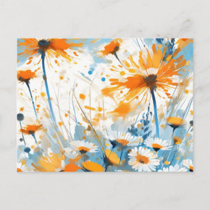 Breezy Wildflower Field in Orange Postcard