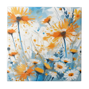 Breezy Wildflower Field in Orange Tile