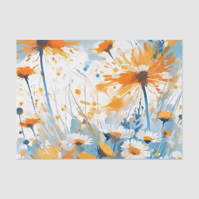 Breezy Wildflower Field in Orange Tissue Paper (Front)