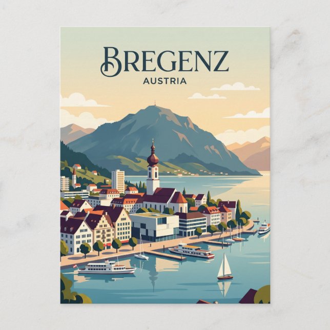 Bregenz Skyline Austria Postcard (Front)