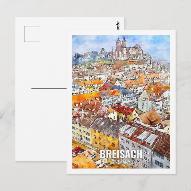 Breisach Germany Travel Place Watercolor Postcard (Front/Back)