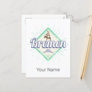 Bremen City Germany Retro Town Musicians Vintage Holiday Postcard