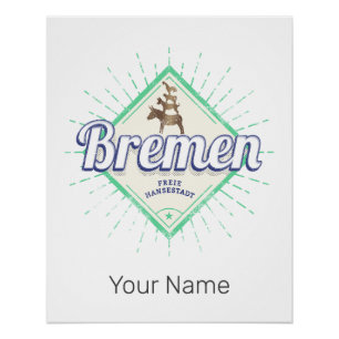 Bremen City Germany Retro Town Musicians Vintage Poster