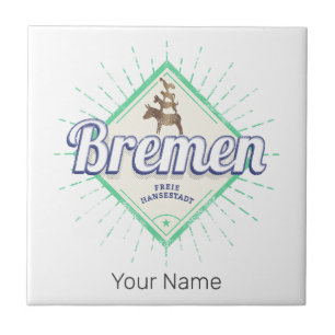 Bremen City Germany Retro Town Musicians Vintage Tile