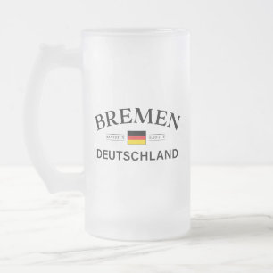 Bremen Deutschland Coordinates German Frosted Glass Beer Mug