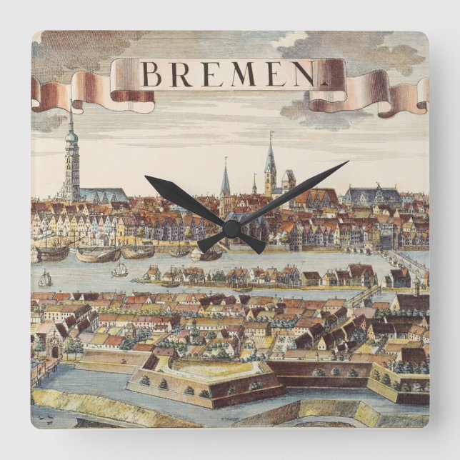 Bremen, Germany, 1719 Square Wall Clock (Front)