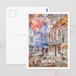 Bremen Germany Travel Place Watercolor Postcard