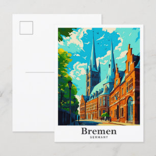 Bremen Germany Vintage Travel Portrait  Postcard