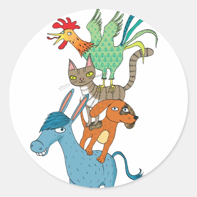 Bremen musicians classic round sticker (Front)