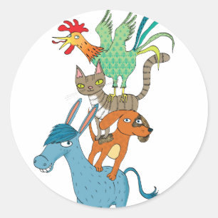 Bremen musicians classic round sticker