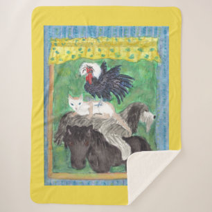 Bremen Town Musicians - Watercolour Sherpa Blanket