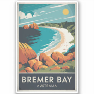 Bremer Bay Australia Illustration Travel Art Retro