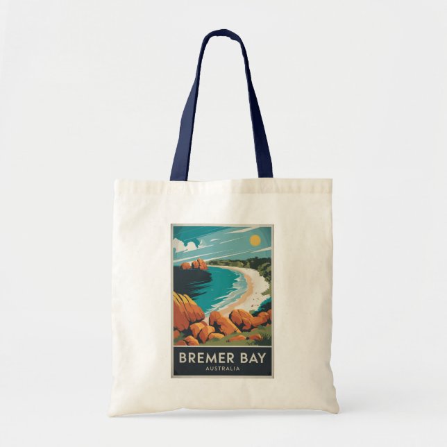 Bremer Bay Australia Illustration Travel Art Retro Tote Bag (Front)