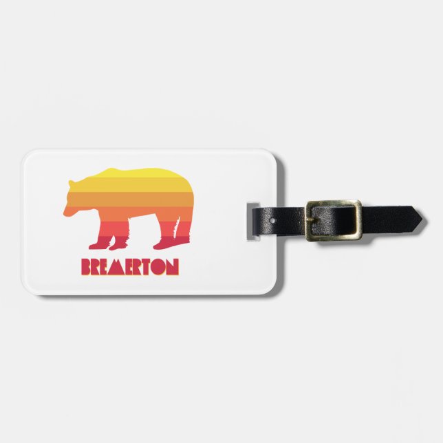 Bremerton Washington Rainbow Bear Luggage Tag (Front Horizontal)
