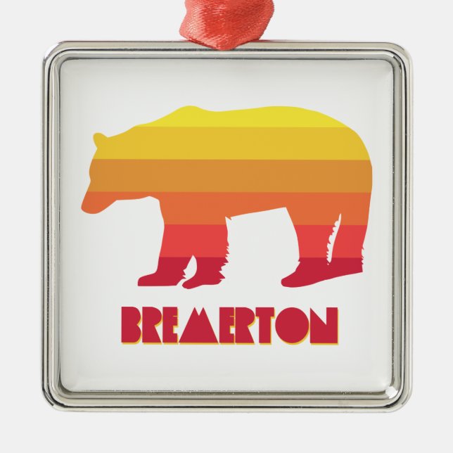Bremerton Washington Rainbow Bear Metal Tree Decoration (Front)