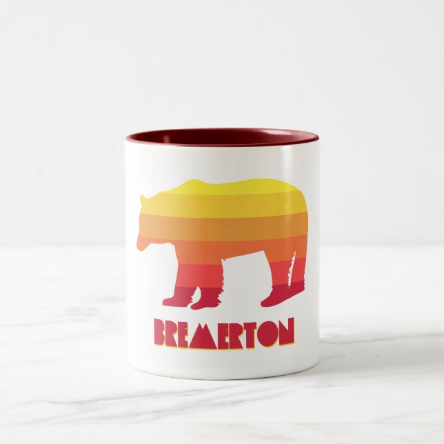 Bremerton Washington Rainbow Bear Two-Tone Coffee Mug (Center)