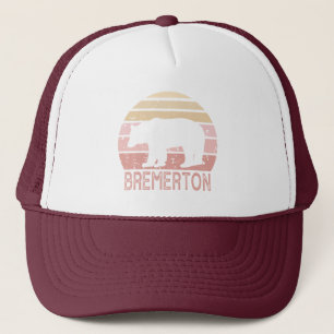 Bremerton Washington Retro Bear Trucker Hat