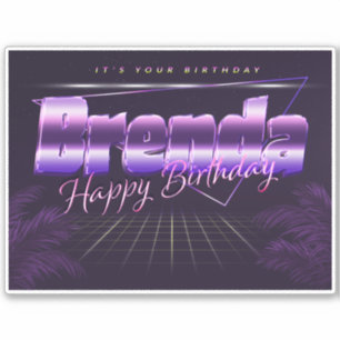 Brenda Name First name lila retro Sticker Birthday