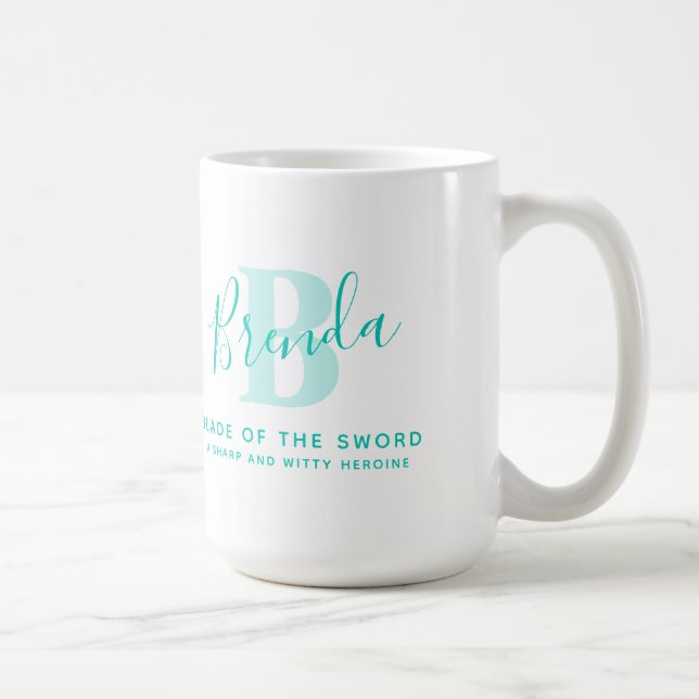Brenda name meaning monogram B green teal text Coffee Mug (Right)