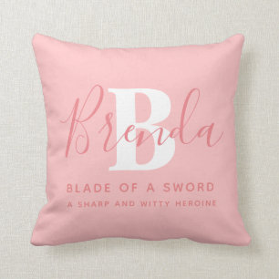 Brenda name meaning monogram coral orange text cushion