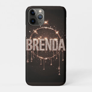 Brenda Name Rose Gold Diamond Dripping Glitter iPhone 11 Pro Case