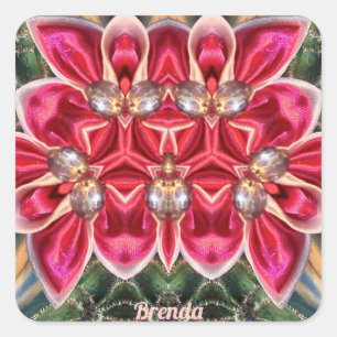 BRENDA ~ Shades Green, Silver, Pink  Square Sticker