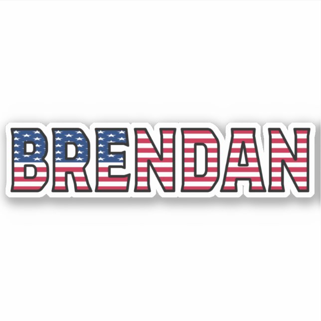 Brendan Name First Name USA Sticker Sticker Set (Front)